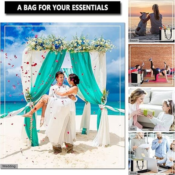 Monogram Initial Canvas Bag with Inner Zipper Pocket Embroidery Personalized Bag - Picture 4 of 6